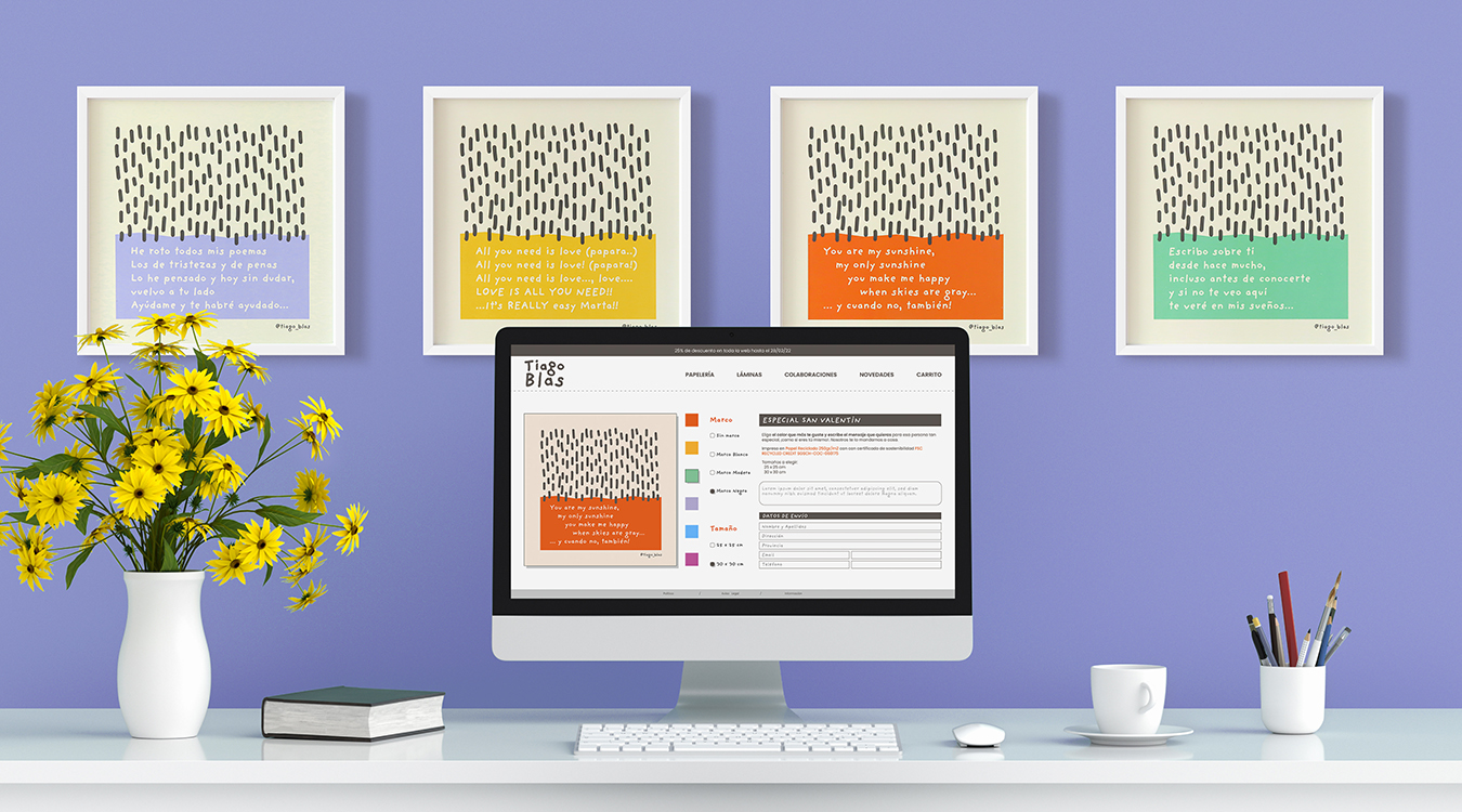 Conjunto de prints customizados para San Valentín.